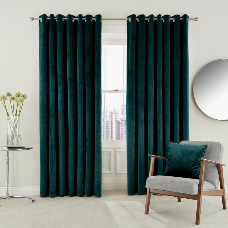 Escala Eyelet Room Darkening Curtains, Teal, Width 167 x Drop 228 cm