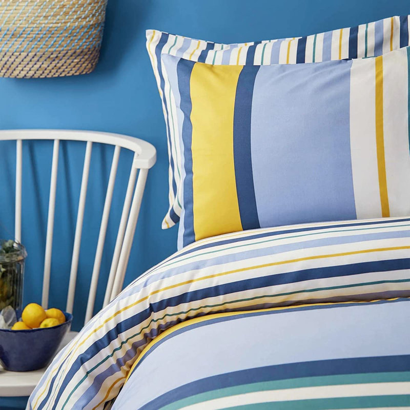 Nautica Dover 100% Turkish Cotton Down Duvet Cover Set, Blue Multi, King