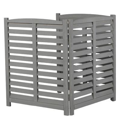 Louver 32" W x 32" D x 38" H 3-Panel Solid Fir Wood Outdoor Air Conditioner Privacy Screen