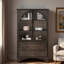 Armoire de rangement vitrée avec 2 tiroirs et tablettes réglables-246230922
