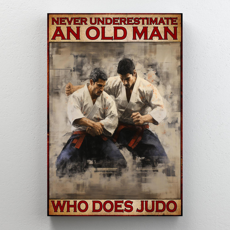 An Old Man Who Does Judo - 1 pièce, reproduction d'art graphique sur toile tendue, H 36 po x l 24 po x P 1,25 po