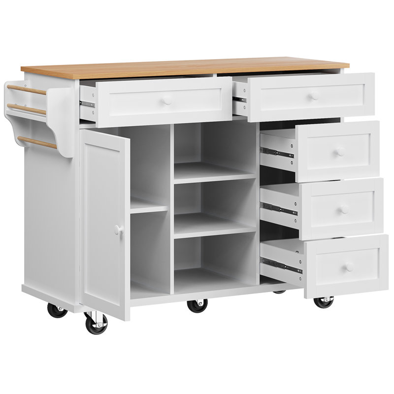 Wood Kitchen Island, White