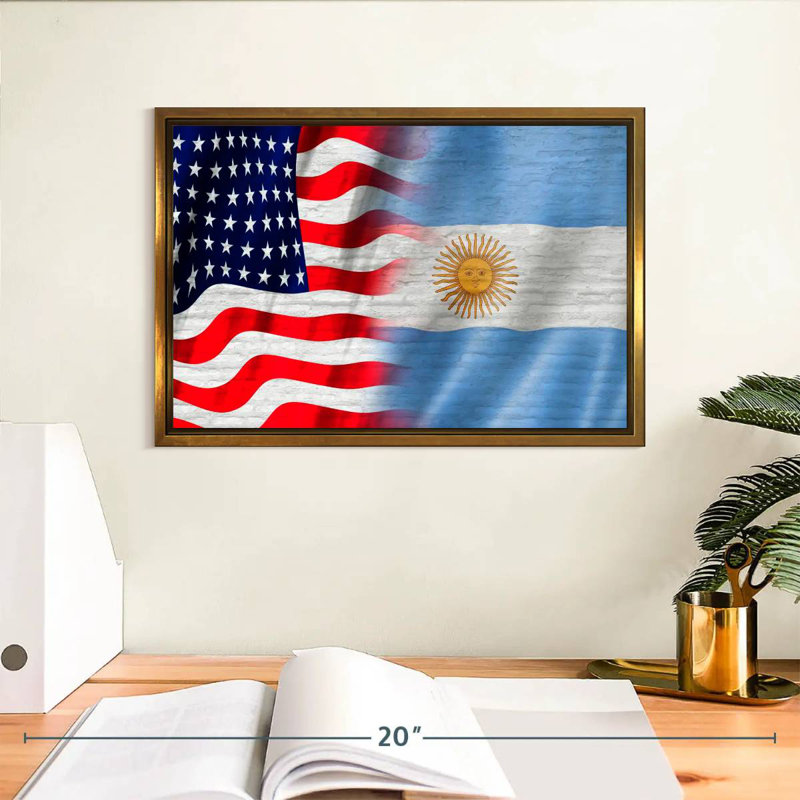 États-Unis et l'Argentine Molesley, Cadre flottant doré, 13 po x 9 po
