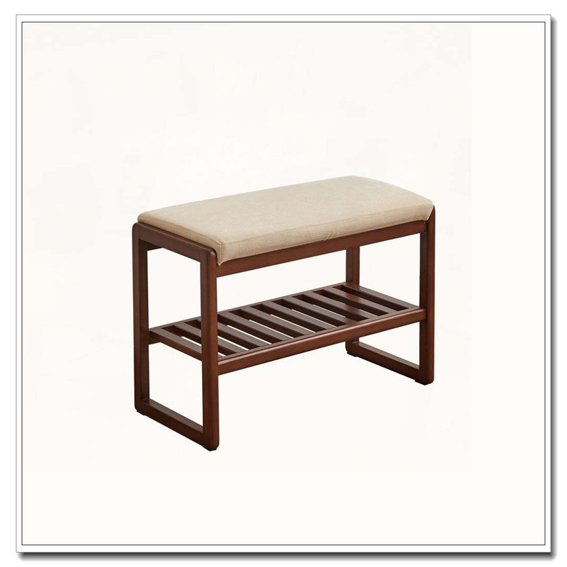 Banc à chaussures en bois massif, étagère de rangement en bois de hêtre