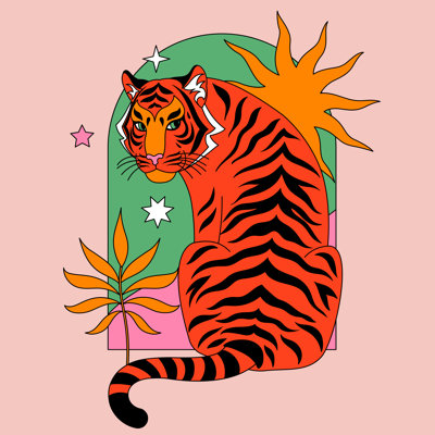 «Cute Tiger», impression sur toile tendue