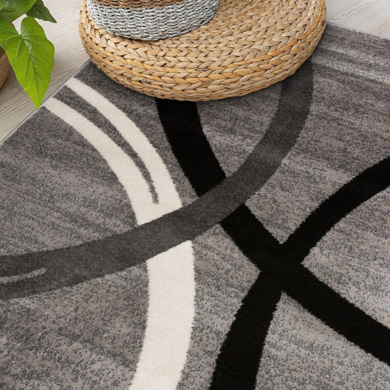 Tapis à motif géométrique Arnaldur, Gris, Rectangulaire 2 pi x 3 pi