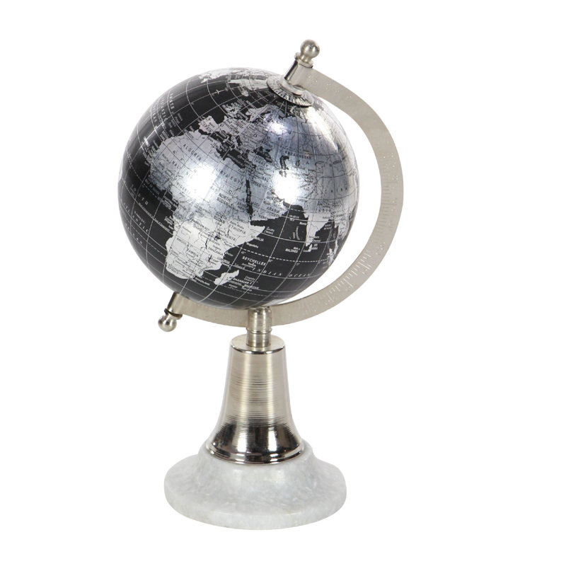 Globe en marbre et plastique cyan, Noir