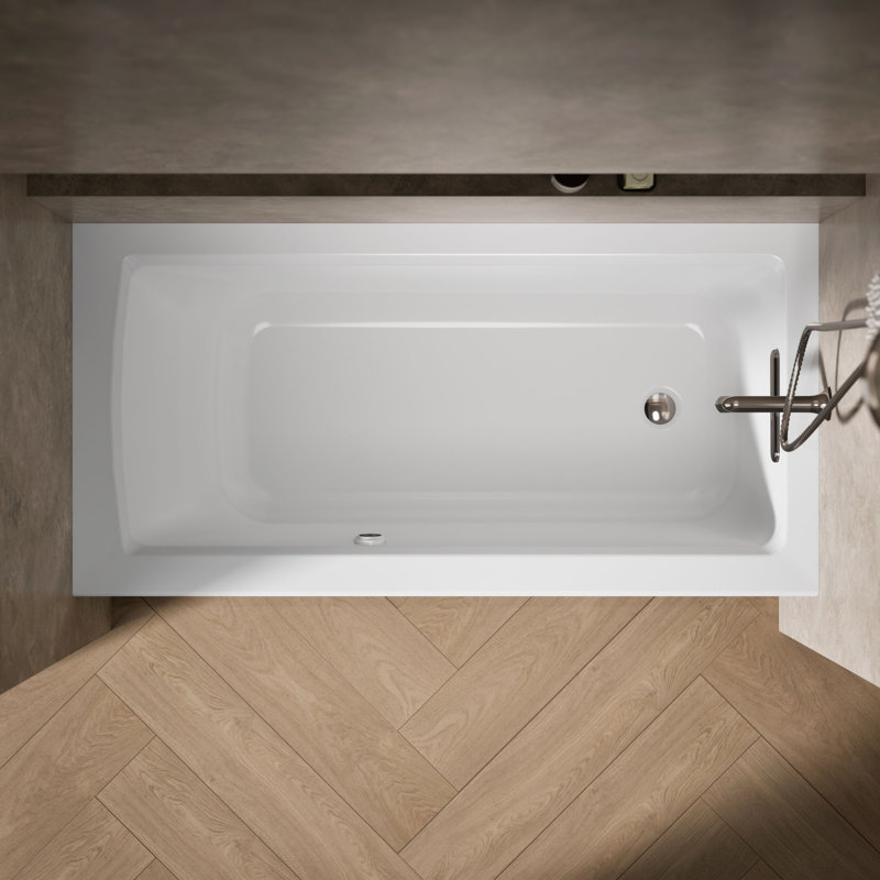 Archer® Alcove Bath with Bask Heated Surface, Integral Apron, Tile Flange, White, Right