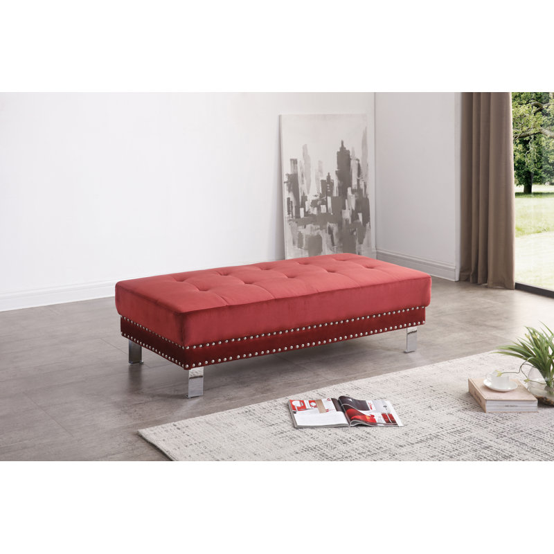 Velvet Ottoman, Maroon Velvet