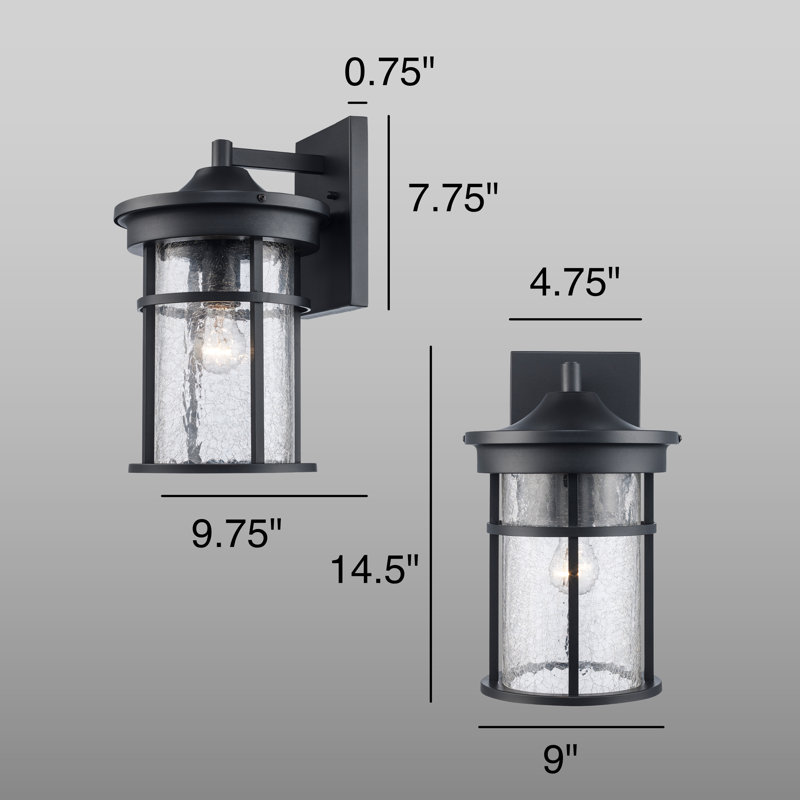 Thorton Wall Light, Black, 14.5" H x 9" W x 10" D