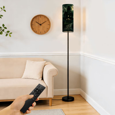 Lampe sur pied pleine lune maison hantée cimetière pour lune d'Halloween lampe sur pied moderne à intensité variable avec télécommande pédale abat-jour abat-jour grand poteau d'angle pour salon chambre bureau
