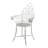 23X22x38" Distressed Silver Finish Iron Accent Chair, French Country Armchair, Outdoor Garden Seating