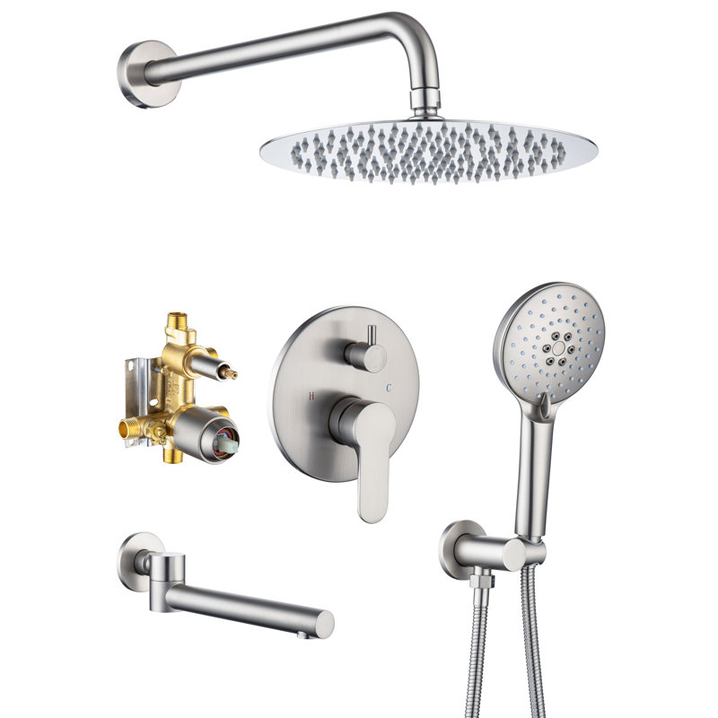 Robinet de baignoire avec valve brute, Nickel brossé