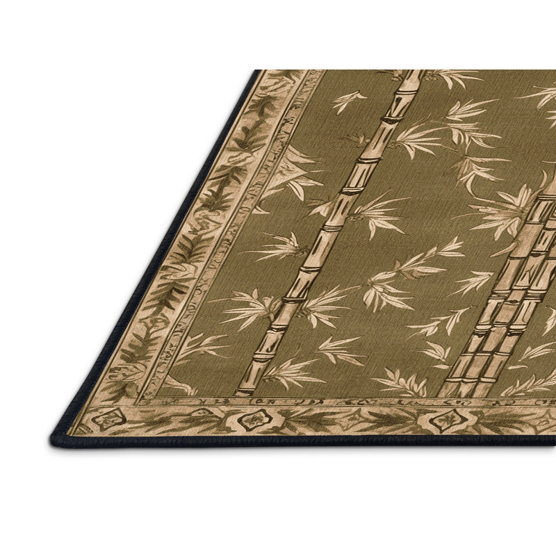 Tapis art déco brun lavable à la machine, Carré 6 pi
