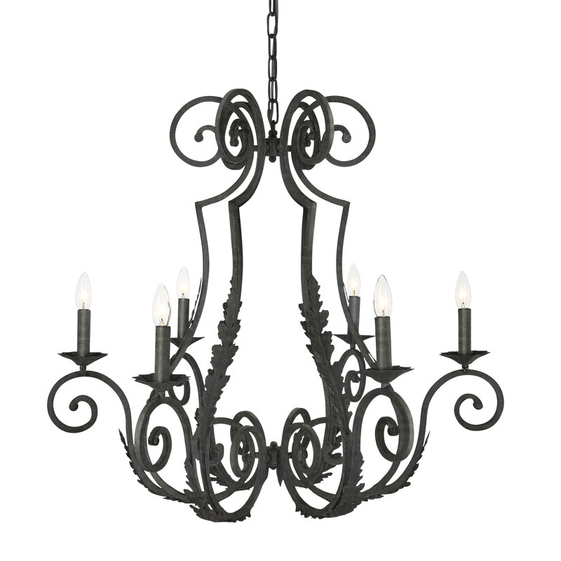 Siena 6 - Light Candle Style Empire Chandelier, Antique Black