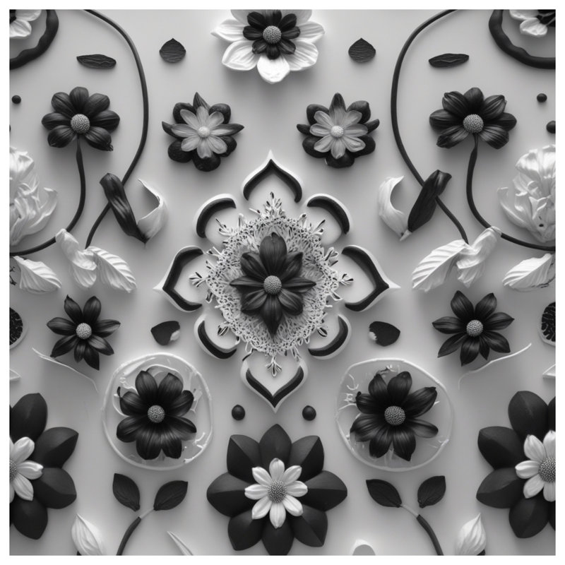 Édredon noir à motif floral noir, Lit simple