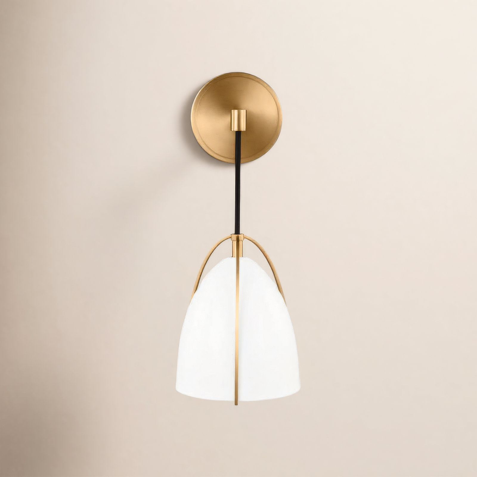 Nikki Single Dimmable Bath Sconce, Satin Brass, No, Steel Matte White