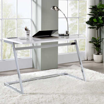 Steel Writing Desk with Built-In Electrical Outlet