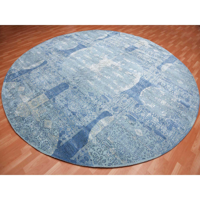 Scottlynn One-of-a-Kind Round 12'0" X 12'1" New Age Round Area Rug in Blue