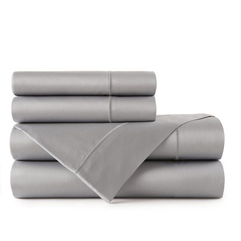 Soprano 420 Thread Count 100% Cotton Sateen Sheet Set, White, Twin Sheet Set + 1 Pillowcase