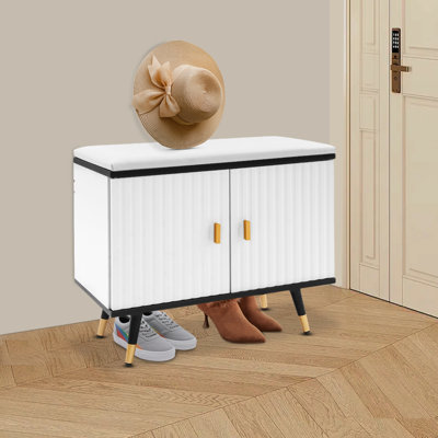 Shoe Storage Bench Freestanding Shoe Changing Bench With Cabinet Storage For Living Rooms, Entrances, Corridors, Hallways by George Oliver