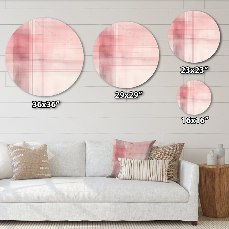 Décoration murale Blush Grid - Abstrait moderne transitionnel rond en métal, L 23 po x H 23 po