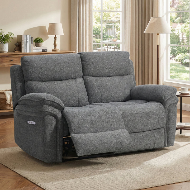 Coombs 2 Seater Electric Reclining Loveseat, Dark Grey