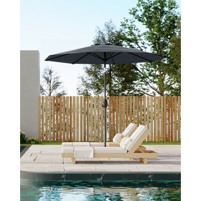 Parasol de patio 9 pi, parasol de table d'extérieur, parasol de marché, parasol de jardin avec bouton-poussoir inclinable et manivelle, 8 auvent résistant à la décoloration et résistant aux rayons UV, pour la terrasse et le jardin