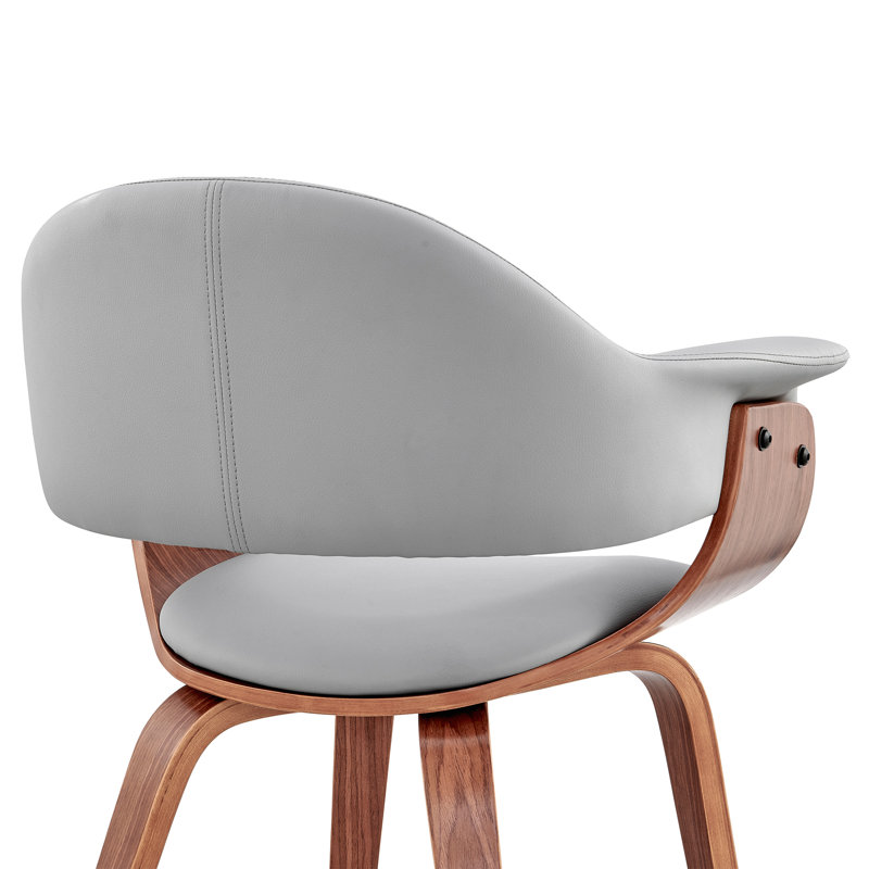 18'' H Upholstered Armchair, Gray, Walnut, Walnut