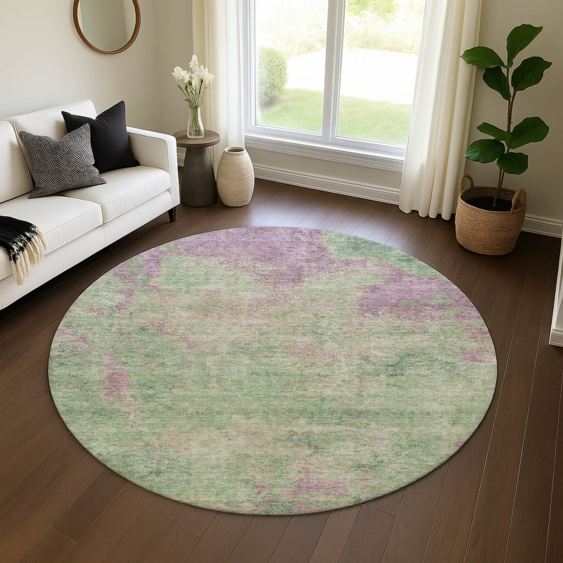Premium Machine Washable Varroville AMF1710 Abstract Rug, Round 8'