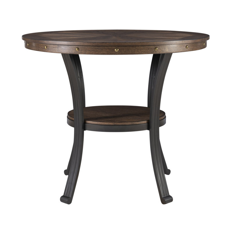 Roni Archstone End Table, Oak Top/Black Base
