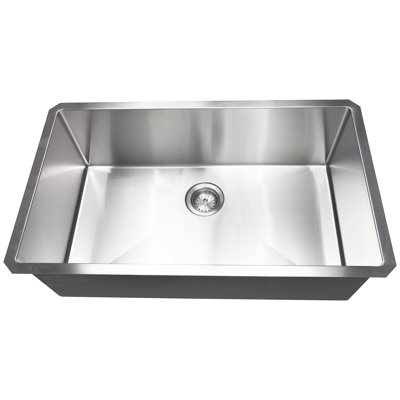 Évier de cuisine à simple cuve en acier inoxydable calibre 16 de 32 po x 19 po SleekSteel