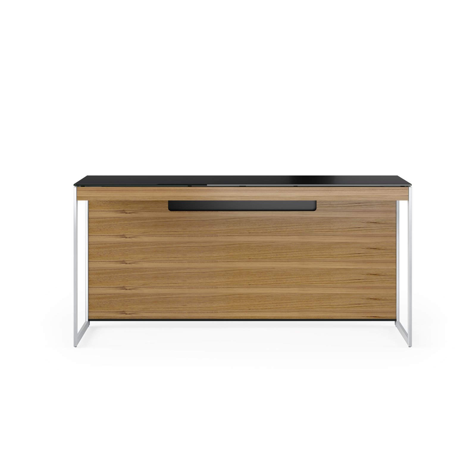 Sequel 20 Writing Desk, Natural Walnut/Satin Nickel, 24.75" H x 48" W x 24" D
