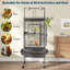 Spacieuse cage de perroquet en fer forgé de 67 po avec support roulant et surface de jeu - cage à oiseaux durable-130387130