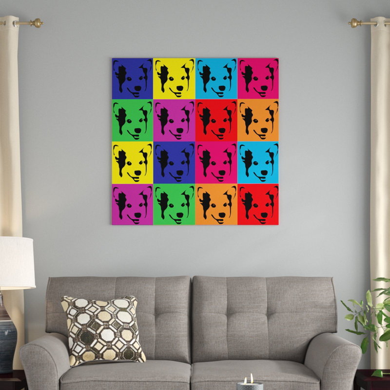«Pet Corgi Pop», reproduction imprimée sur toile tendue, H 12 po x l 12 po x P 0,75 po, Toile tendue, Pas de tapis