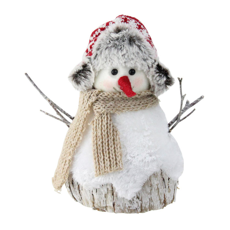 Décoration de Noël bonhomme de neige 7 po blanc et brun