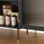 Buffet avec lumières à DEL, buffet avec 2 portes en acrylique cannelé, buffet moderne de 32 po avec tablette réglable, bar à café pour le salon, cuisine-1835462630