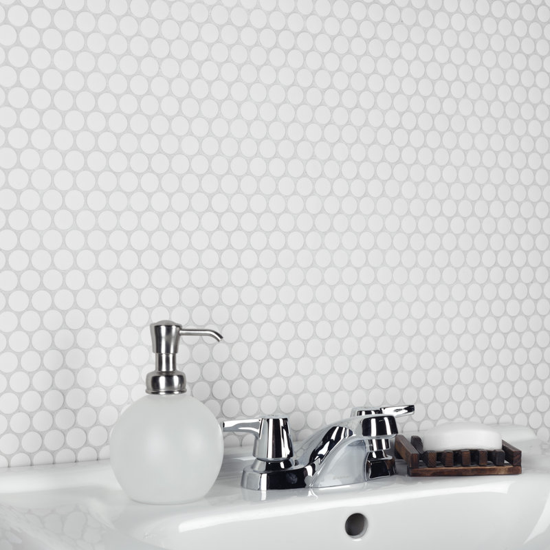Gotham 1" X 1" Porcelain Penny Round Wall & Floor Tile, White