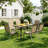 Patio Dining Set For 6, Outdoor Table And Chairs W/1.69?Umbrella Hole, All Weather Patio Furniture Set, 30"X 55" Table And Stackable PVC-coated polyester Chair, For Lawn, Deck (Umbrella Not Included)-1896789701-1896788678