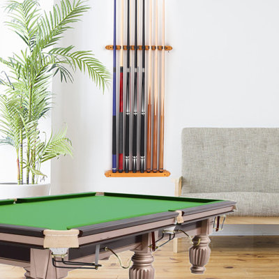 Porte-queues de billard mural en bois 8 pièces GSE, ensemble de porte-queues de billard