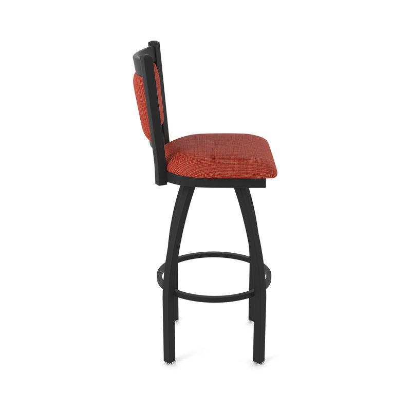 Tabouret pivotant Hadleigh, Noir froissé, Tabouret de bar (siège d'une hauteur de 36 po), Tissu - graphite coquelicot