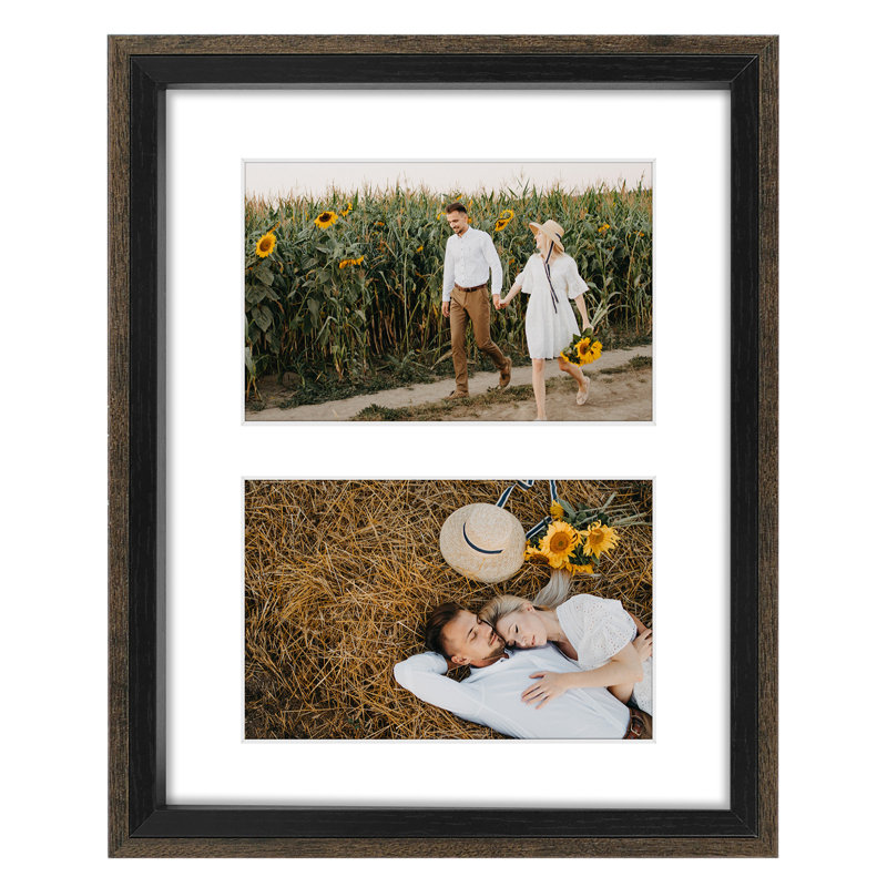 Marketia Picture Frame with Mat, Black/Walnut