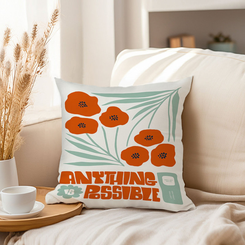 Floral Anything is Possible Red Flowers Modern, 16"H x 16"W