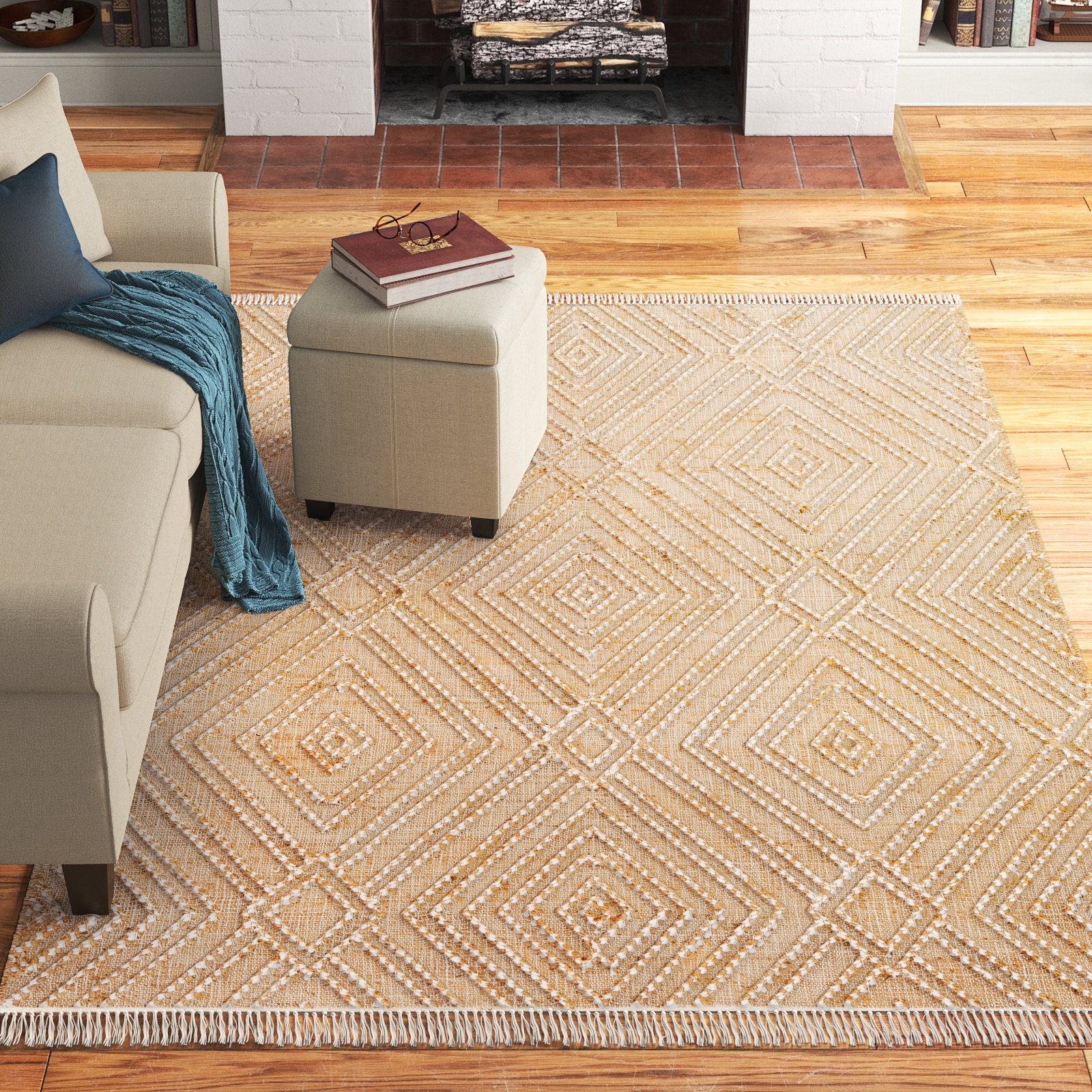 Sal Hand-Woven Geometric Jute Rug, Rectangle 6' x 9'