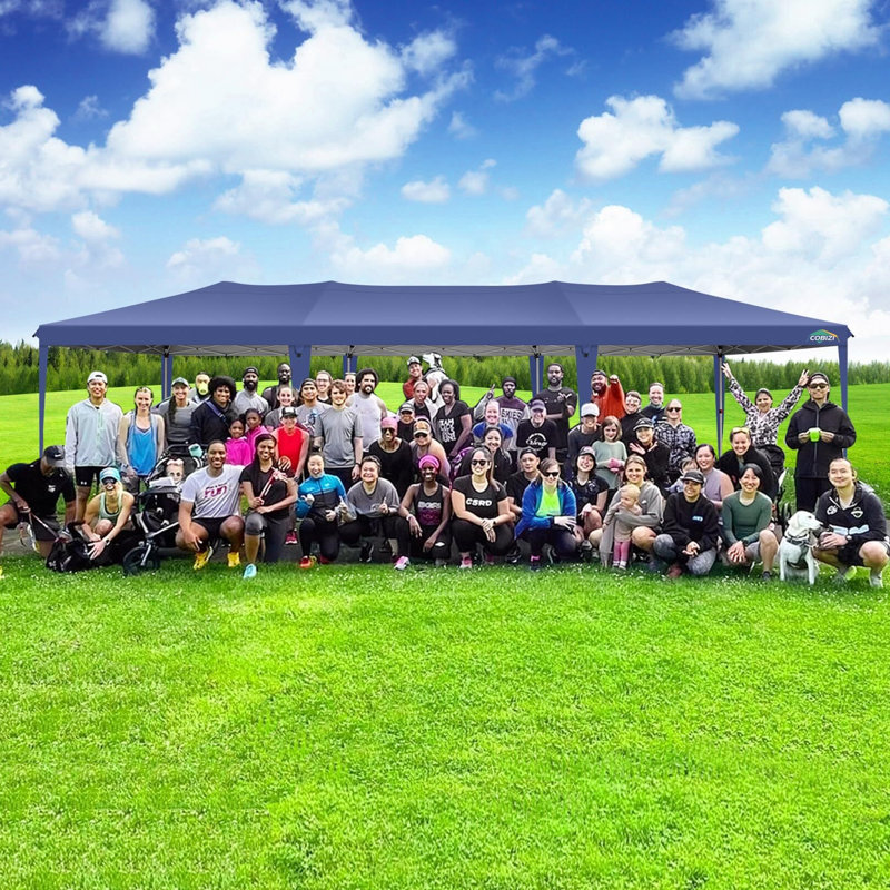 10x30 Pop up Canopy Tent with 8 Sidewalls, Waterproof Commercial Instant Shelter Tent, Dark Blue