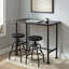 Ensemble de table de bar industriel et 2 tabourets, bois de pin massif avec finition noyer noir, table de bar à hauteur fixe avec tabourets réglables pour la cuisine, la salle à manger, le bar et le café-1769080620