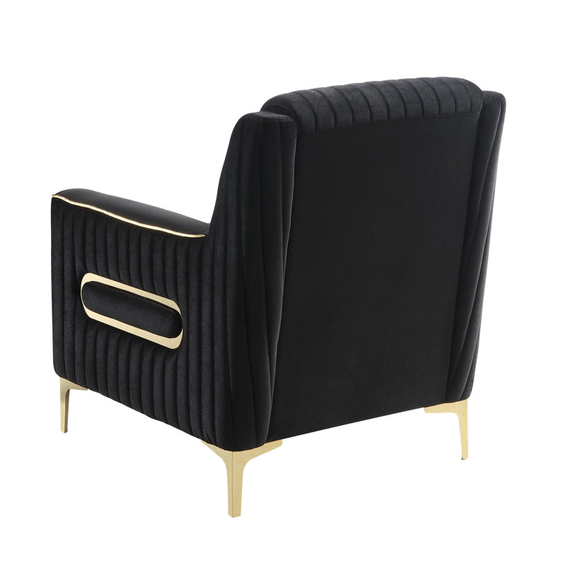Margery Upholstered Chair, Black Faux Leather