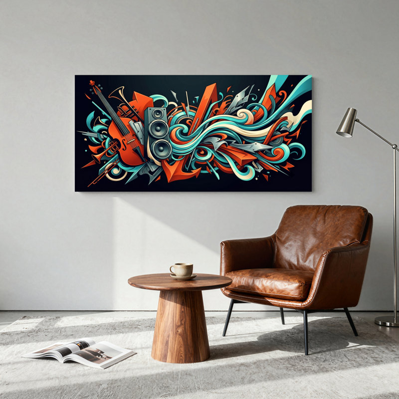 Ensemble d'une toile murale d'art musical, 58“W x 28”H, Wrapped Canvas