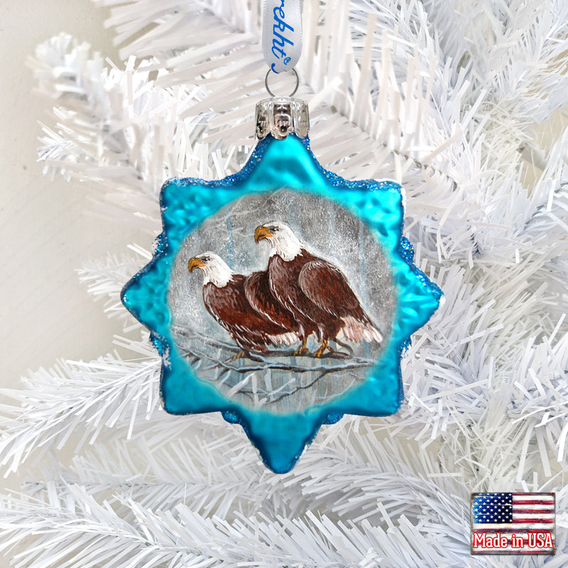 3'' Handmade Wood Holiday Shaped Ornament, Eagles