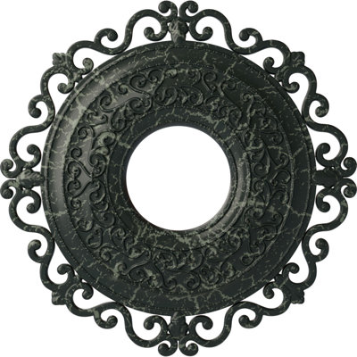 Médaillon de plafond valse Endurathane, l 21 1/4 po x H 17 3/8 po x P 1 po (convient aux auvents jusqu'à 4 1/2 po), fini craquelé de boue du Mississippi peint à la main